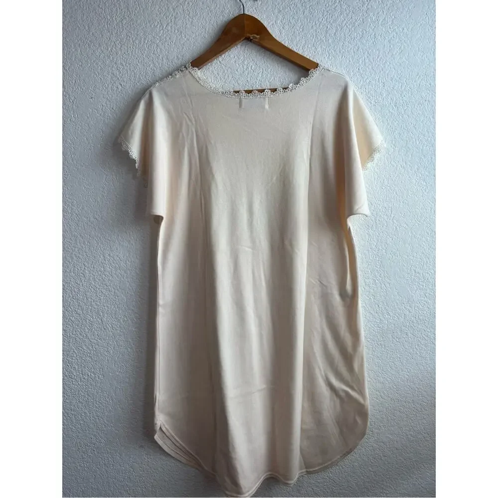 Vintage Verena Cream Lace Heart Nightshirt Night Gown Small